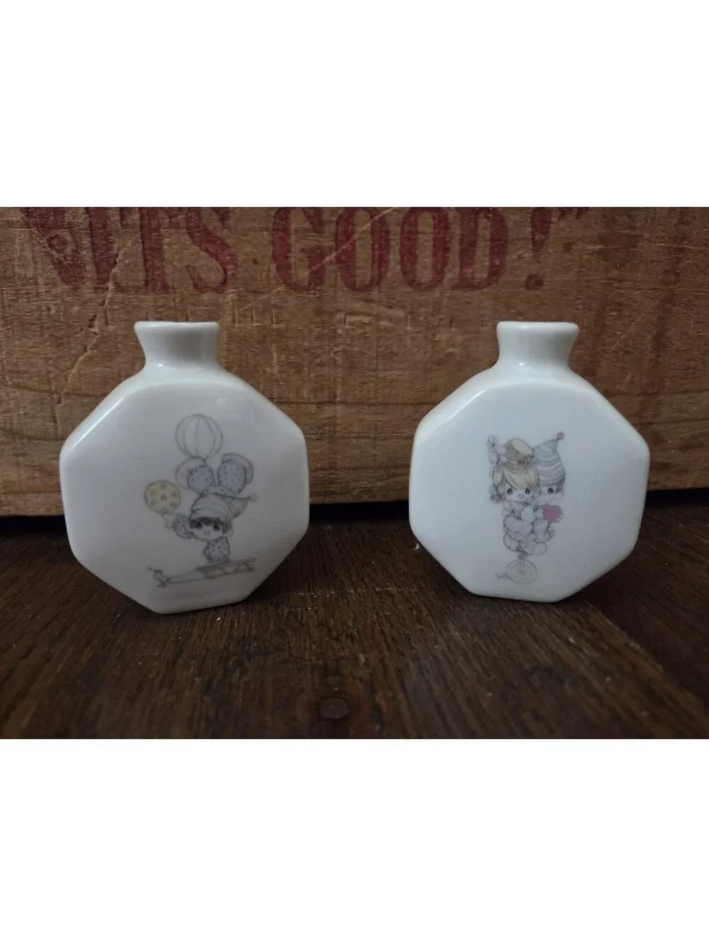 Lot Of 2 Tiny Vintage Precious Moments Vases
